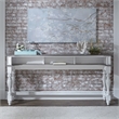 Pemberly Row White Console Bar Table with Fancy Face Top and Dovetail
