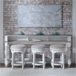 Pemberly Row White Console Bar Table with Fancy Face Top and Dovetail
