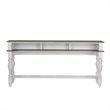 Pemberly Row White Console Bar Table with Fancy Face Top and Dovetail
