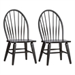 Pemberly Row Windsor Back Side Chair Set of 2 in Black with Nylon Glides