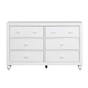 Pemberly Row White 6 Drawer Dresser with Dovetail and Case Moldings