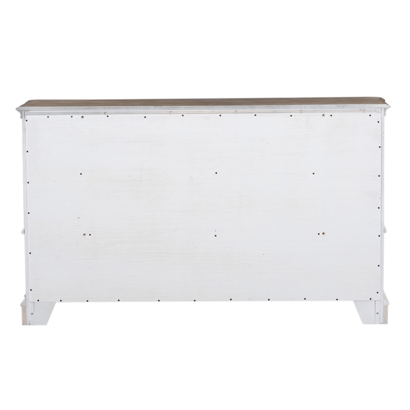 Pemberly Row White 9 Drawer Dresser with Dovetail and Stained Interiors