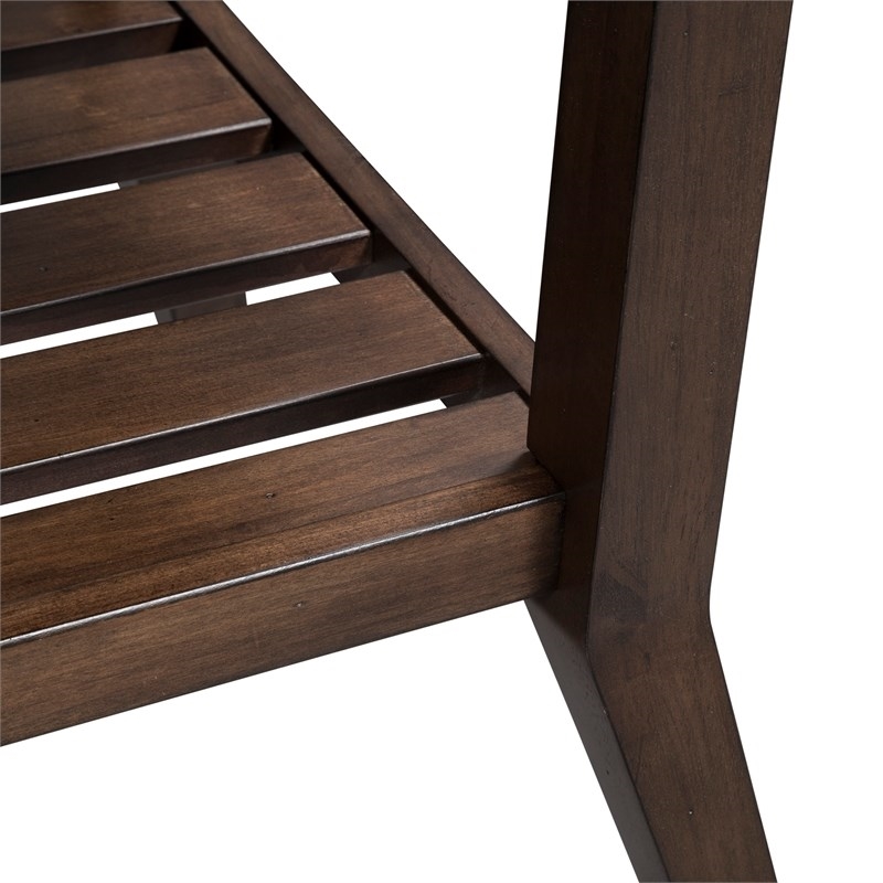 Pemberly Row Dark Brown Rectangular End Table with Slat Shelf