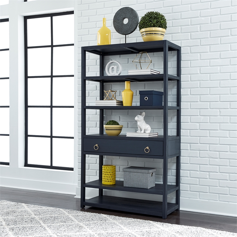 Pemberly Row Multi Accent Bookcase with Fixed Shelves and Drawer