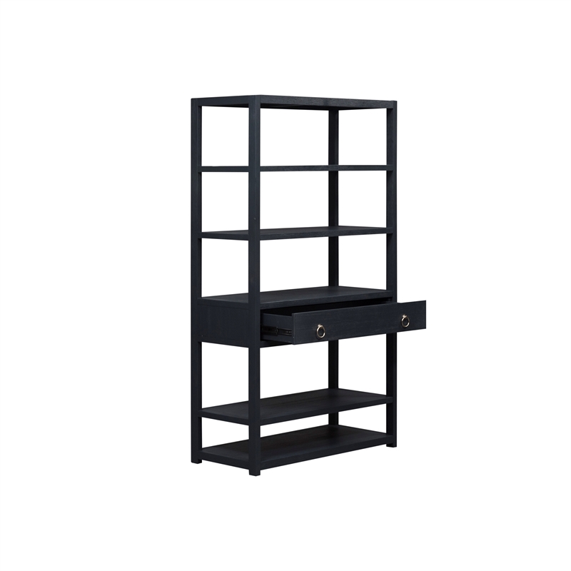 Pemberly Row Multi Accent Bookcase with Fixed Shelves and Drawer