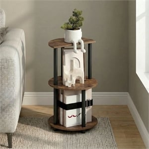 Pemberly Row 3-Tier Half Round Toolless End Table in Amber Pine