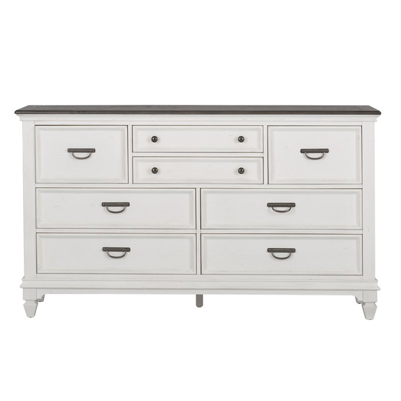 Pemberly Row White 8 Drawer Dresser with Felt Lined Top Drawers