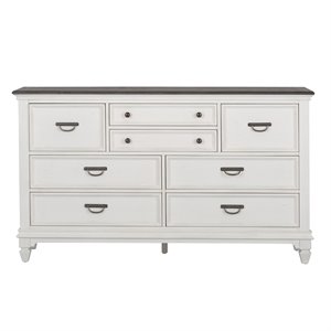 Pemberly Row White 8 Drawer Dresser with Felt Lined Top Drawers