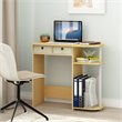 Pemberly Row Wood Home Computer Desk with Storage Bins in Beech/Natural