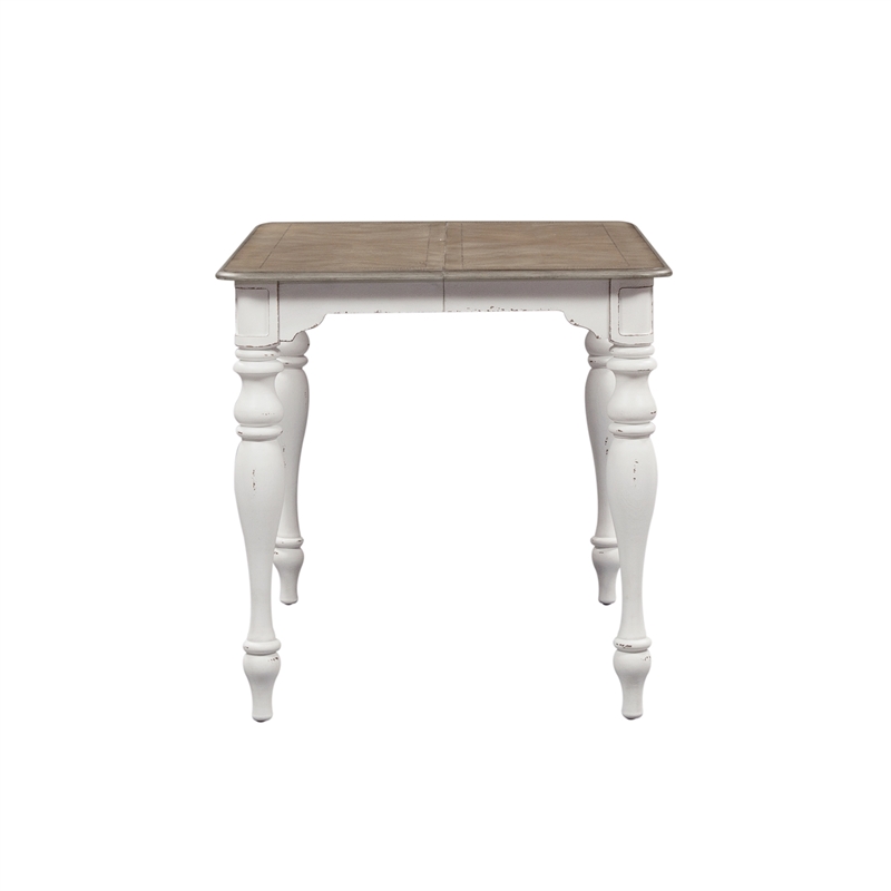 Pemberly Row Gathering Dining Table with Fancy Face Top in Antique White
