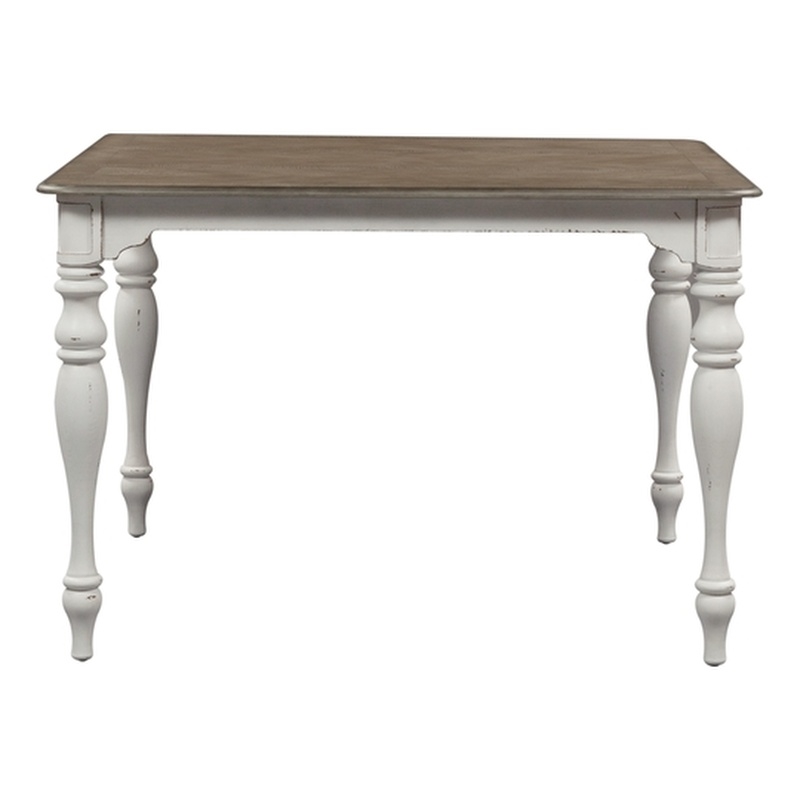 Pemberly Row Gathering Dining Table with Fancy Face Top in Antique White
