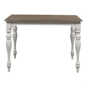 Pemberly Row Gathering Dining Table with Fancy Face Top in Antique White