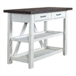 Pemberly Row White Server with Heavy Distressing and Solid Wood Tops