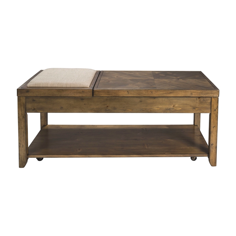 Pemberly Row Medium Brown 3 Piece Set with Cocktail and End Tables