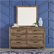 Pemberly Row Light Brown Dresser and Mirror with Canted Drawer Molding