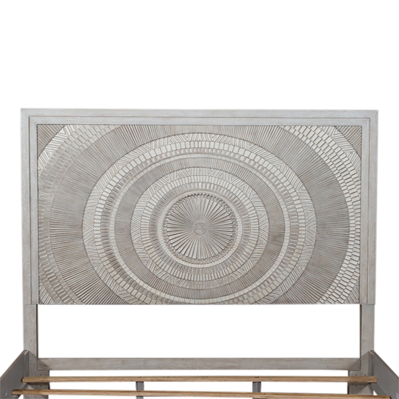 Pemberly Row King California Panel Bed with Decorative Tile in Washed Taupe
