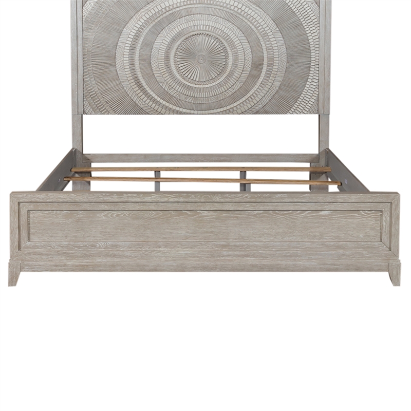 Pemberly Row King California Panel Bed with Decorative Tile in Washed Taupe