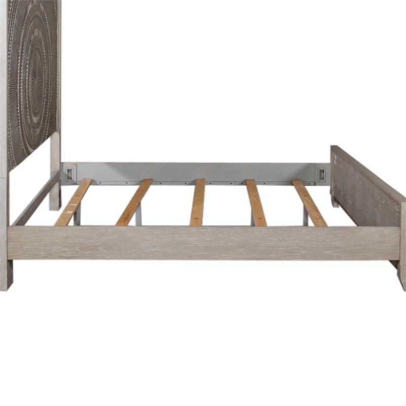 Pemberly Row King California Panel Bed with Decorative Tile in Washed Taupe