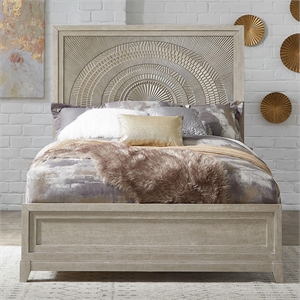 Pemberly Row King Upholstered Bed with Rolled Top in Washed Taupe