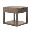 Pemberly Row End Table with Reeded Drawer Front in Driftwood