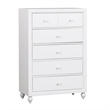 Pemberly Row White 5 Drawer Chest with Dovetail and Case Moldings