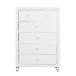Pemberly Row White 5 Drawer Chest with Dovetail and Case Moldings