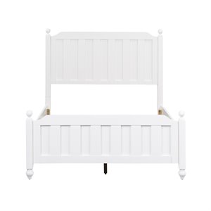 Pemberly Row White Full Panel Bed with Slat Overlays and Round Finials