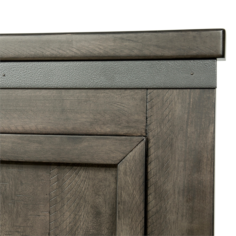Pemberly Row Dark Gray Queen Panel Headboard with Center Support Slats