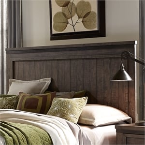 Pemberly Row Dark Gray Queen Panel Headboard with Center Support Slats