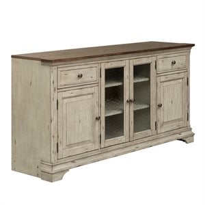 Pemberly Row White Entertainment TV Stand with Nail Head Accents
