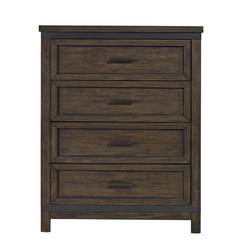 Pemberly Row Dark Gray 4 Drawer Chest with Full Extension Drawer Glides