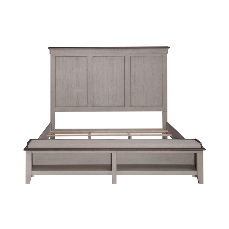 Pemberly Row King Storage Bed with LED Lighting in Weathered Linen