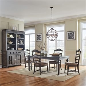 Pemberly Row 5 Piece Rectangular Table Set with Bread Board Top in Brown