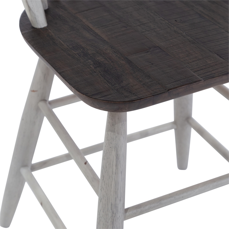 Pemberly Row White Windsor Back Counter Chair Set of 2 with Distressing