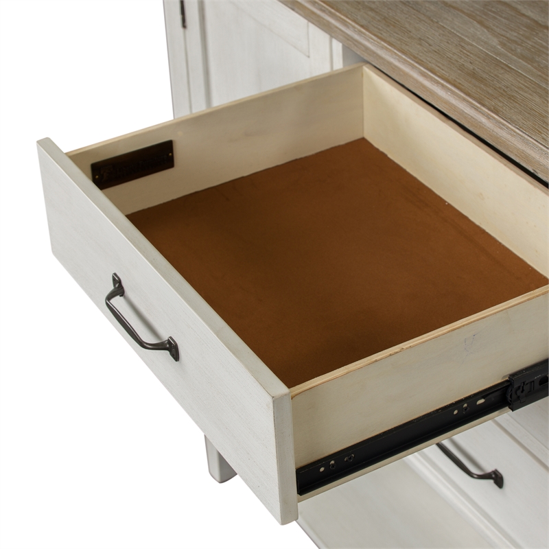 Pemberly Row White Server with Adjustable Shelves and Dovetail Drawers