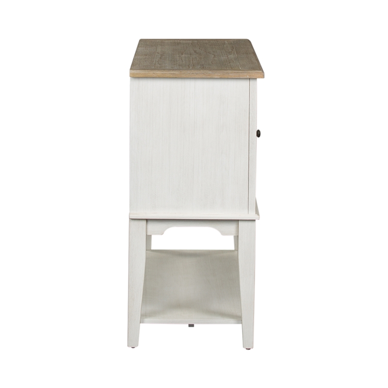 Pemberly Row White Server with Adjustable Shelves and Dovetail Drawers