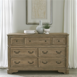 Pemberly Row 7 Drawer Dresser with Bead Molding in Weathered Bisque