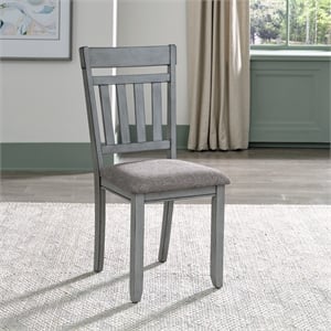 Pemberly Row Splat Back Side Chair Set of 2 with Grey Linen in Gray