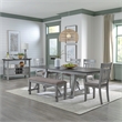 Pemberly Row 6 Piece Trestle Table Set with Splat Back Chairs in Gray