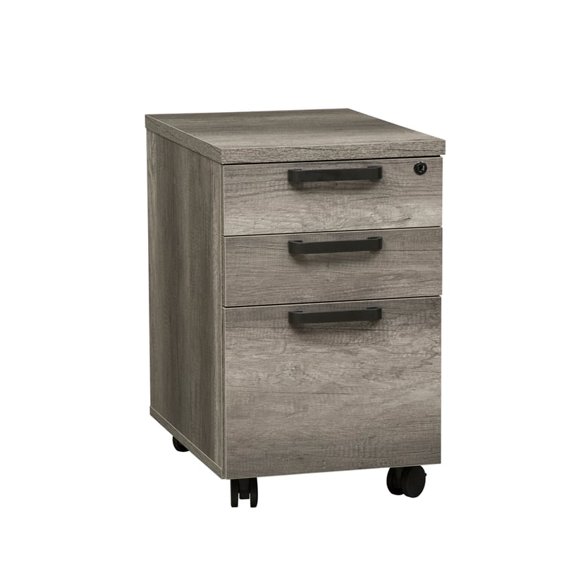 Pemberly Row Medium Gray 2 Piece Desk Set with Mobile File Cabinet