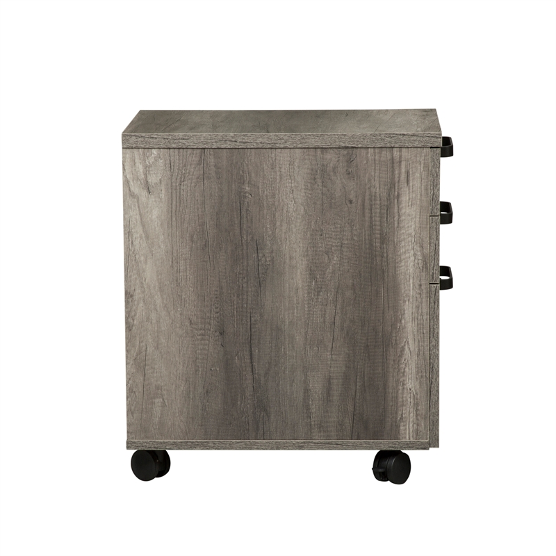 Pemberly Row Medium Gray 2 Piece Desk Set with Mobile File Cabinet