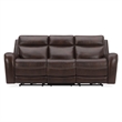 Pemberly Row Blair Transitional Leather Power Reclining Sofa in Brown