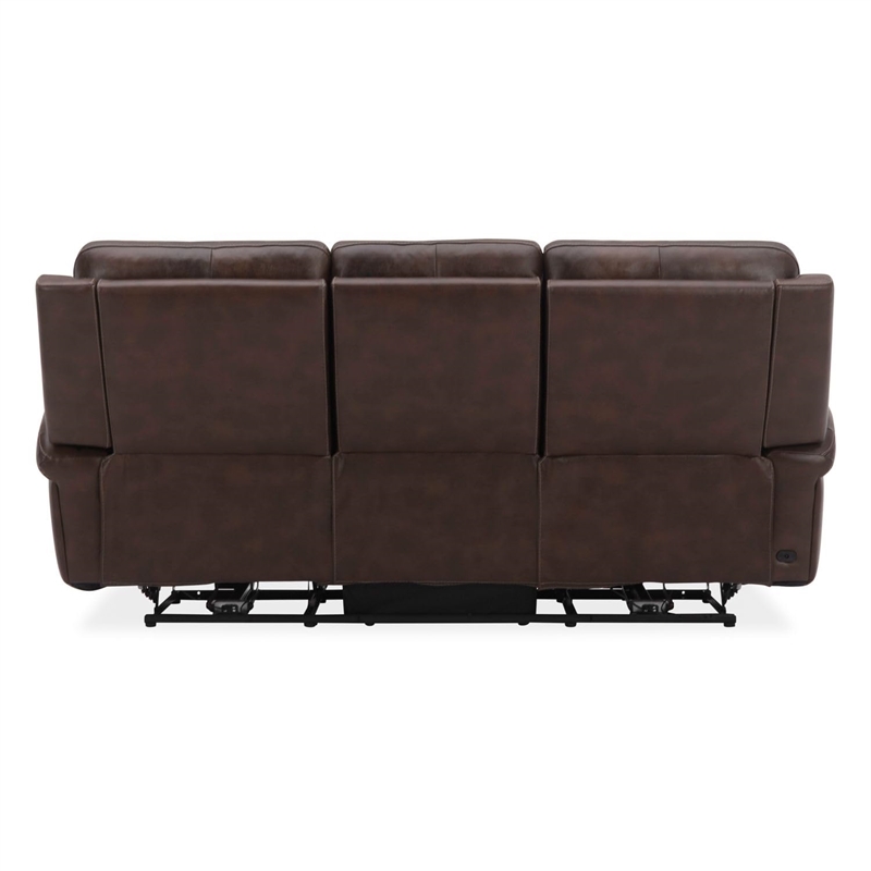 Pemberly Row Blair Transitional Leather Power Reclining Sofa in Brown