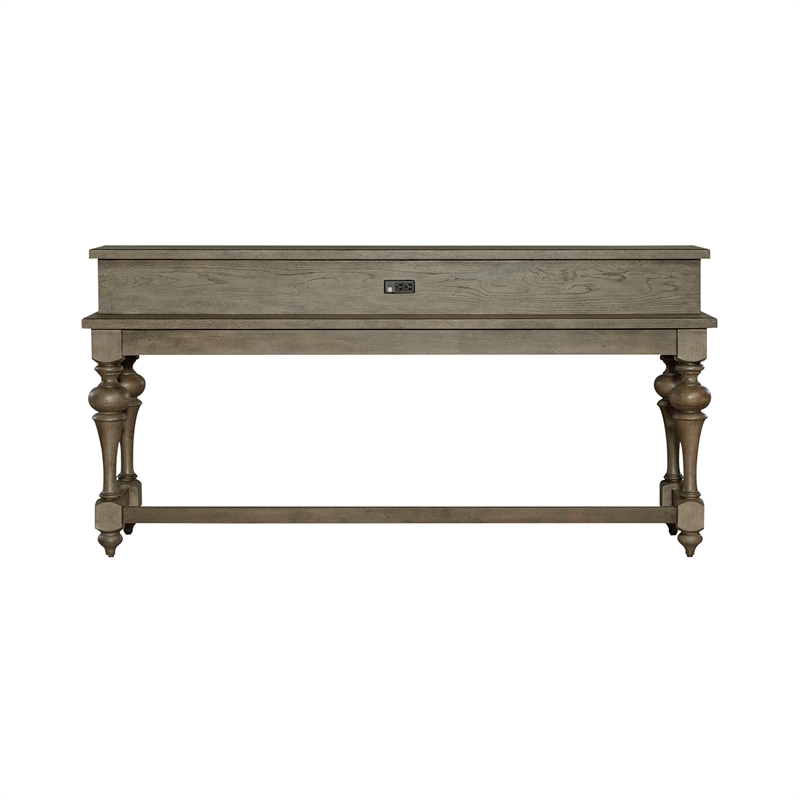 Pemberly Row Console Bar Table with Charging Station in Dusty Taupe