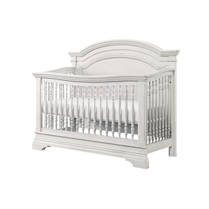 Pemberly Row Traditional Wood Arch Convertible Crib with 3 Heights in White