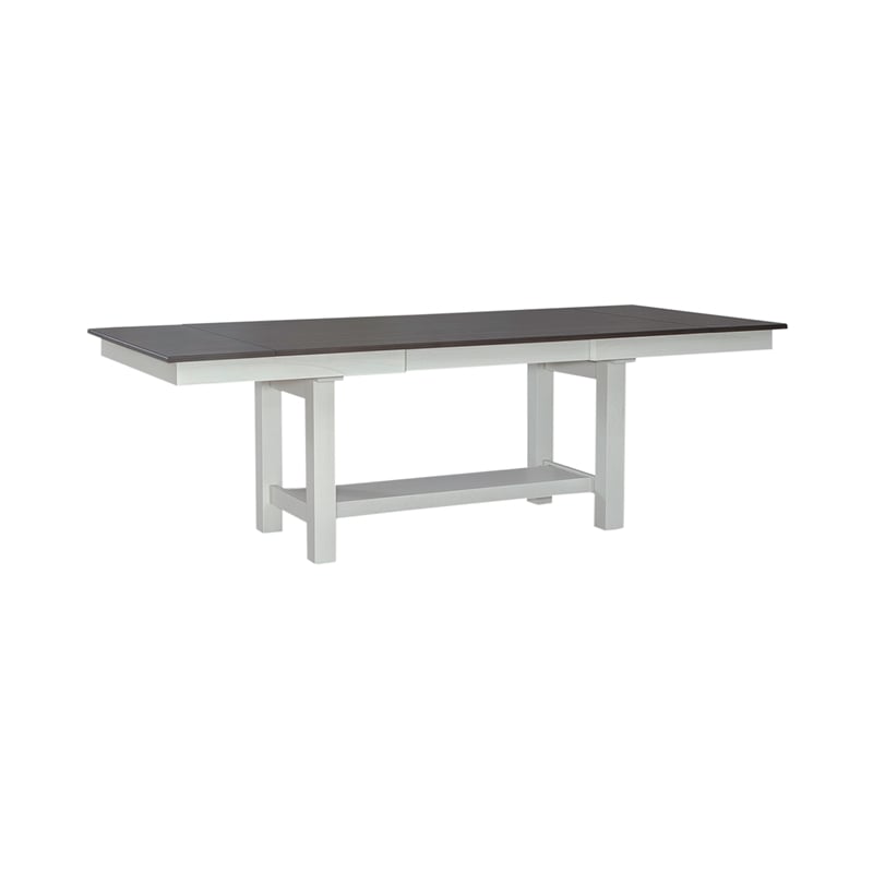 Pemberly Row 7 Piece Trestle Table Set with Slat Back Chairs in White