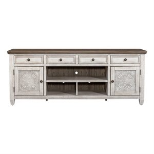 Pemberly Row White 76 Inch Tile TV Console with Dovetail Construction
