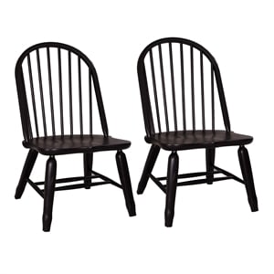 Pemberly Row Bow Back Side Chair Set of 2 with Nylon Glides in Black