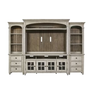 Pemberly Row White Entertainment Center with Piers and Tapered Feet