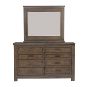Pemberly Row Dark Gray Dresser and Mirror with Dovetail Construction
